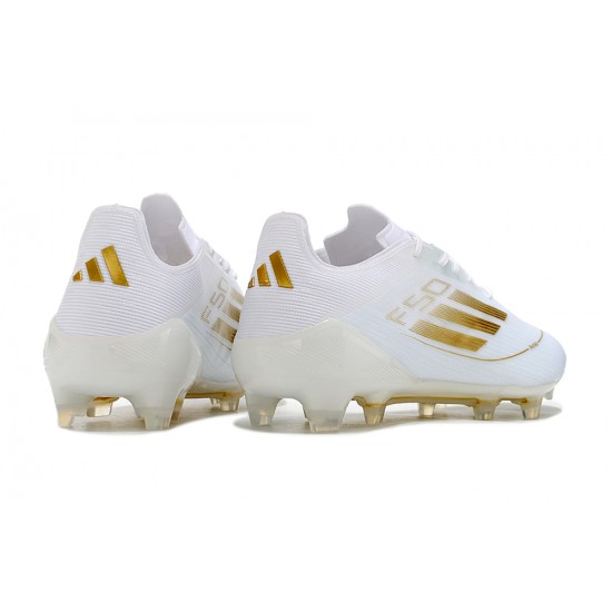 Adidas F50 ELITE Firm Ground Men White Gold Football Shoes