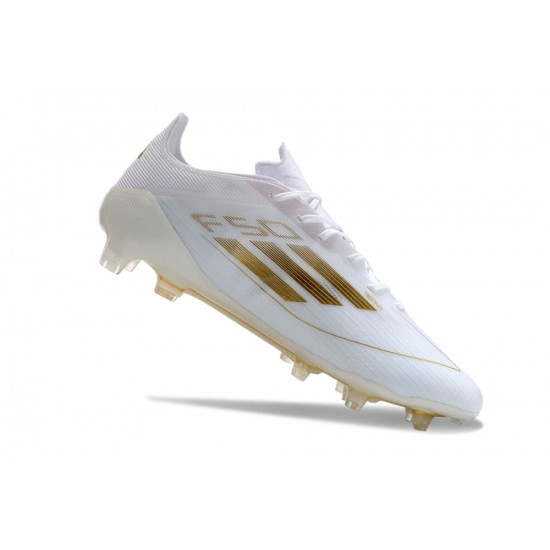 Adidas F50 ELITE Firm Ground Men White Gold Football Shoes