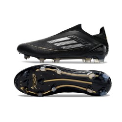 Adidas F50 Elite Laceless Firm Ground Men Black and Gold Football Shoes