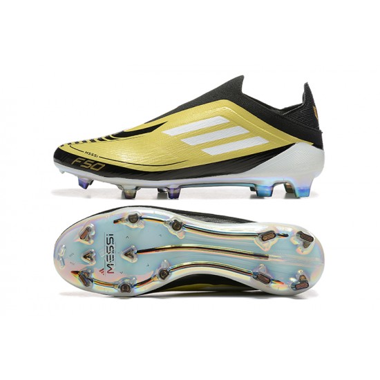 Adidas F50 Elite Laceless Firm Ground Gold Black Football Shoes