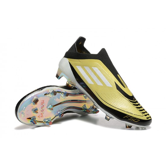 Adidas F50 Elite Laceless Firm Ground Gold Black Football Shoes