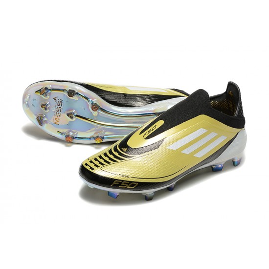 Adidas F50 Elite Laceless Firm Ground Gold Black Football Shoes