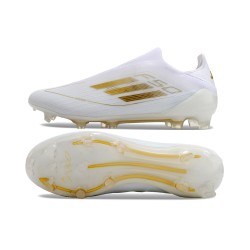 Adidas F50 Elite Laceless Firm Ground Low cut White Gold Football Shoes