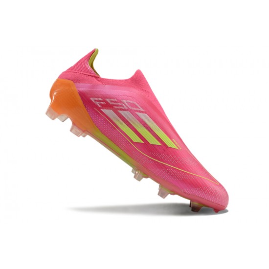 Adidas F50 Elite Laceless Firm Ground Pink Orange Football Shoes