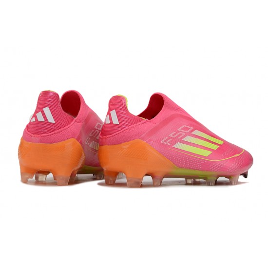 Adidas F50 Elite Laceless Firm Ground Pink Orange Football Shoes