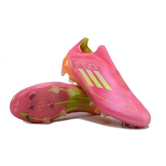 Adidas F50 Elite Laceless Firm Ground Pink Orange Football Shoes