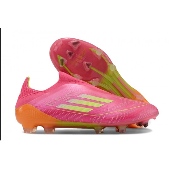 Adidas F50 Elite Laceless Firm Ground Pink Orange Football Shoes