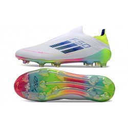 Adidas F50 Elite Laceless Firm Ground White Low cut Football Shoes