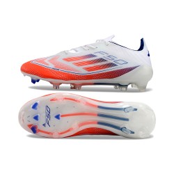 Adidas F50 Elite Laceless Firm Ground Men White and Orange Football Shoes