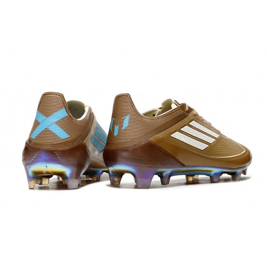 Adidas F50 Elite Firm Ground Men Brown Blue Football Shoes