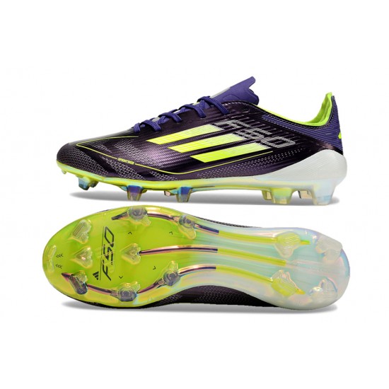 Adidas F50 Elite Firm Ground Men Purple Yellow Football Shoes