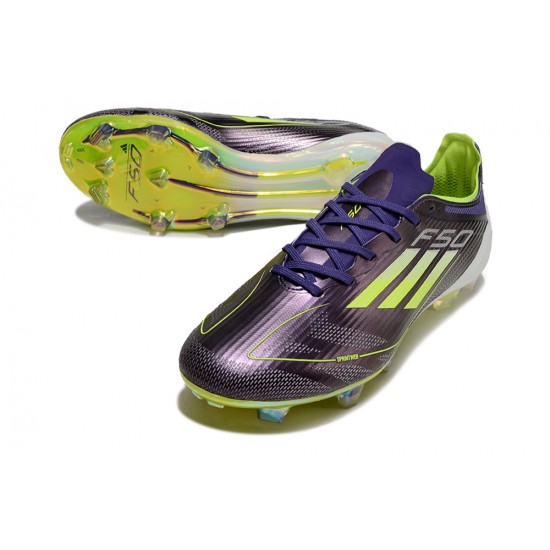 Adidas F50 Elite Firm Ground Men Purple Yellow Football Shoes