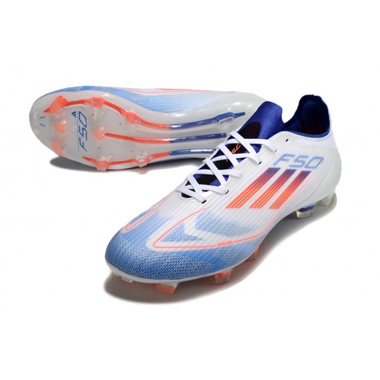 Adidas F50 Elite Firm Ground Unisex White Blue Football Shoes