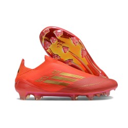 Adidas F50 Elite Laceless Firm Ground Men Red Gold Football Shoes