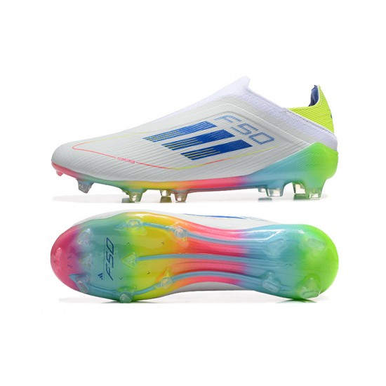 Adidas F50 Elite Laceless Firm Ground Multi White Football Shoes