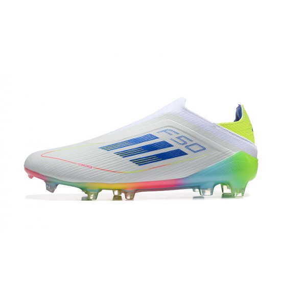 Adidas F50 Elite Laceless Firm Ground Multi White Football Shoes