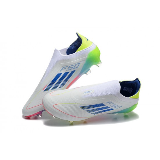 Adidas F50 Elite Laceless Firm Ground Multi White Football Shoes
