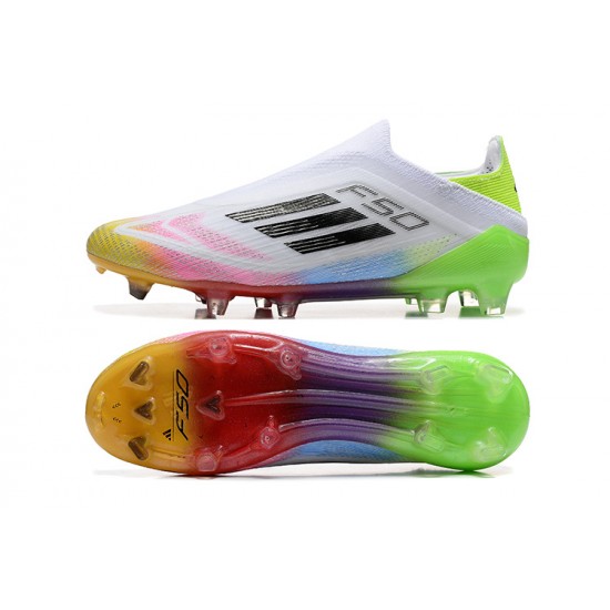 Adidas F50 Elite Laceless Firm Ground White Multi Football Shoes