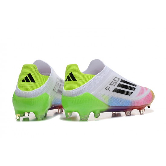 Adidas F50 Elite Laceless Firm Ground White Multi Football Shoes