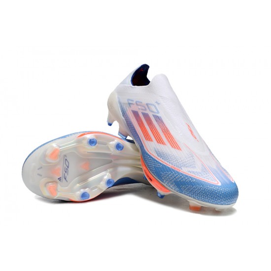 Adidas F50 Firm Ground Unisex White Blue Football Shoes