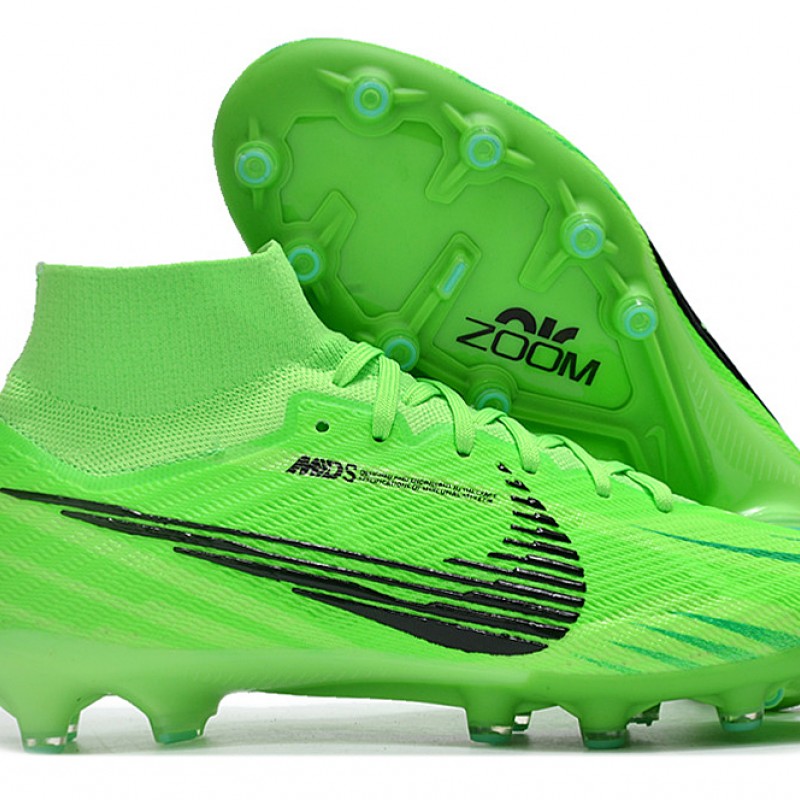 Nike Air Zoom Mercurial Superfly 9 Elite AG High Top Football Boots & Shoes Green Black 