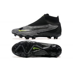 Nike Phantom GX Elite FG High Top Football Boots & Shoes Grey Black Yellow 